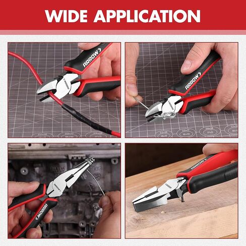 ARROW 3PC Pliers Set, Includes 8.5 Inch Linesman, 8 Inch Needle Nose Pliers, 6 Inch Diagonal Cutter, Comfortable Ergonomic Anti-slip Handle, for Basic Repairs in Kuwait