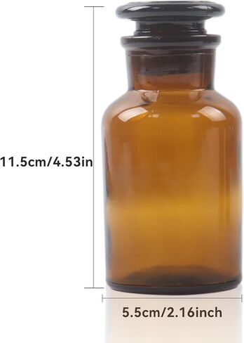 KLMNOP 3 PCS 125ML LAB GLASS COSTENT ، زجاجة العنبر الفم واسعة مع سدادة أرضية للمختبرات والجامعات والمنزل (العنبر) in Kuwait
