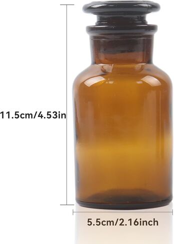 KLMNOP 3 PCS 125ML LAB GLASS COSTENT ، زجاجة العنبر الفم واسعة مع سدادة أرضية للمختبرات والجامعات والمنزل (العنبر) in Kuwait