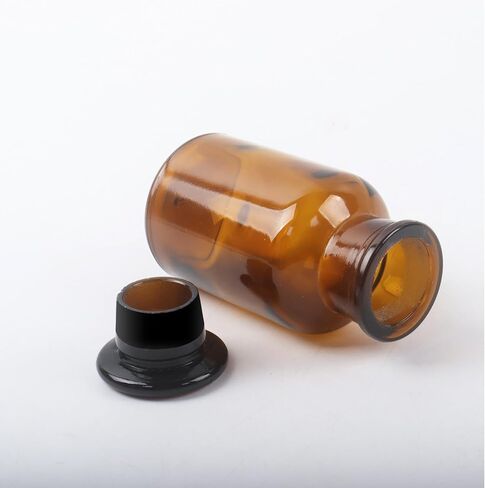 KLMNOP 3 PCS 125ML LAB GLASS COSTENT ، زجاجة العنبر الفم واسعة مع سدادة أرضية للمختبرات والجامعات والمنزل (العنبر) in Kuwait