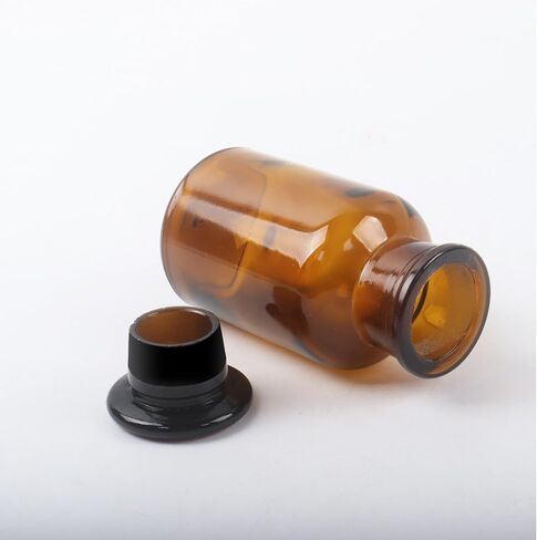 KLMNOP 3 PCS 125ML LAB GLASS COSTENT ، زجاجة العنبر الفم واسعة مع سدادة أرضية للمختبرات والجامعات والمنزل (العنبر) in Kuwait