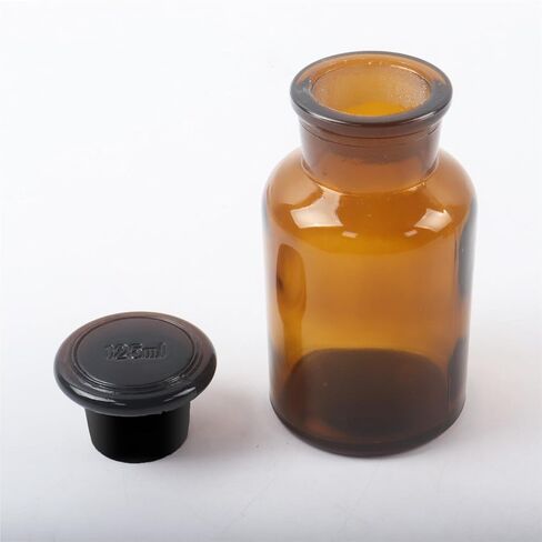 KLMNOP 3 PCS 125ML LAB GLASS COSTENT ، زجاجة العنبر الفم واسعة مع سدادة أرضية للمختبرات والجامعات والمنزل (العنبر) in Kuwait
