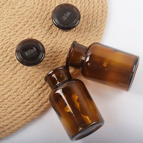 KLMNOP 3 PCS 125ML LAB GLASS COSTENT ، زجاجة العنبر الفم واسعة مع سدادة أرضية للمختبرات والجامعات والمنزل (العنبر) in Kuwait