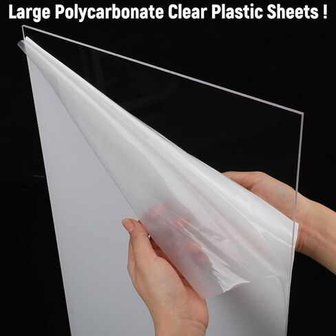 2 Pcs 12 x 24 x 1/8 Polycarbonate Clear Plastic Sheet, Stronger, Shatter Resistant, Easier to Cut, Bend, Transparent Plastic Panels Board for DIY Industrial Hobby Crafts Picture Frames in Saudi Arabia