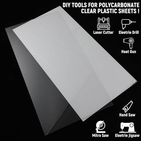 2 Pcs 12 x 24 x 1/8 Polycarbonate Clear Plastic Sheet, Stronger, Shatter Resistant, Easier to Cut, Bend, Transparent Plastic Panels Board for DIY Industrial Hobby Crafts Picture Frames in Saudi Arabia