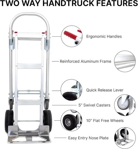 Dutro 2-in-1 Truck Truck Truck و Dolly Cart مع عجلات لا تتدفق in Saudi Arabia