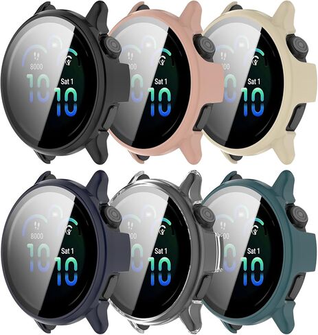 6-Pack Screen Protector Case Compatible with Garmin Vivoactive 6 with Tempered Glass, Ultra-Thin Hard PC Full Protective Face Cover Bumper Shell in Saudi Arabia