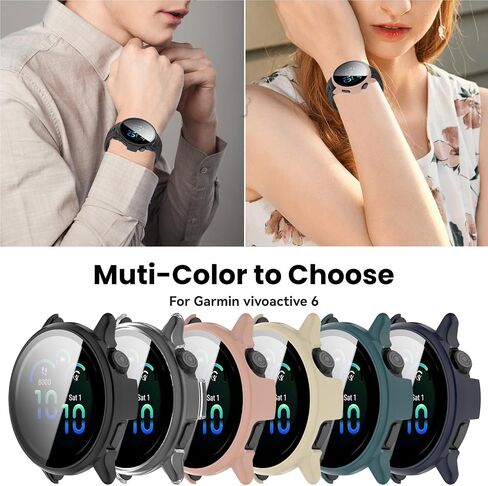 6-Pack Screen Protector Case Compatible with Garmin Vivoactive 6 with Tempered Glass, Ultra-Thin Hard PC Full Protective Face Cover Bumper Shell in Saudi Arabia