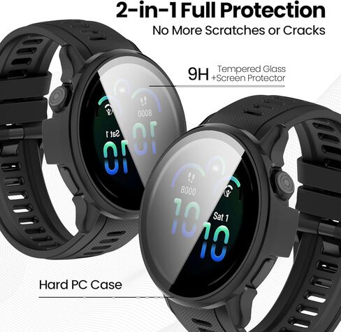حزمة شاشة 6 عبوات متوافقة مع Garmin Vivoactive 6 مع زجاج مقسى ، وغطاء كامل للكمبيوتر القديم الكامل لغطاء الوجه الواقي الكامل in Kuwait