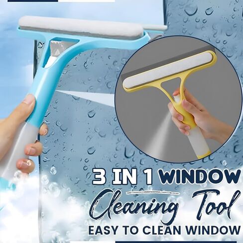 3 in 1 Window Cleaning Scraper, Squeegee for Window Cleaning with Spray, for Shower Glass, Mirrors, Car, Home Window Cleaner Tool (White) in Saudi Arabia