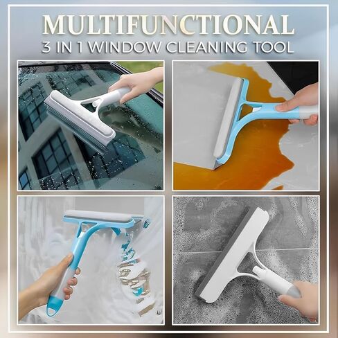 3 in 1 Window Cleaning Scraper, Squeegee for Window Cleaning with Spray, for Shower Glass, Mirrors, Car, Home Window Cleaner Tool (White) in Saudi Arabia