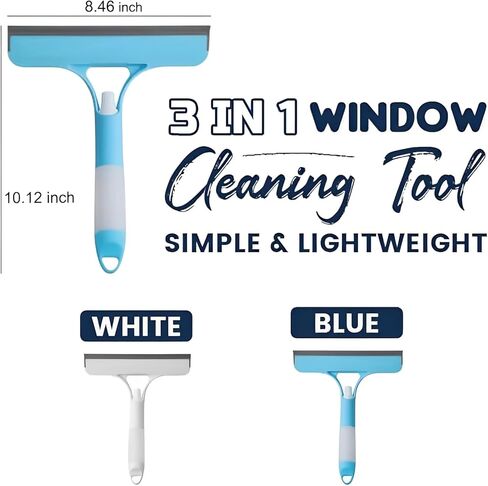 3 in 1 Window Cleaning Scraper, Squeegee for Window Cleaning with Spray, for Shower Glass, Mirrors, Car, Home Window Cleaner Tool (White) in Saudi Arabia