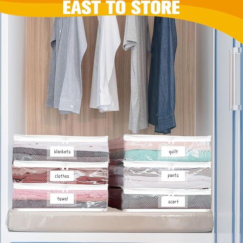 Plastic Storage Bags with Easy-Glide Zipper, Pack of 6, Durable Clear Vinyl Zippered Storage Bags for Clothes Sweaters Comforters Blankets Sheets Bedding (12 x 12 x 3.9 Inch) in Kuwait