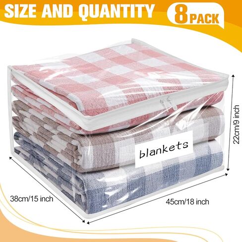 Plastic Storage Bags with Easy-Glide Zipper, Pack of 6, Durable Clear Vinyl Zippered Storage Bags for Clothes Sweaters Comforters Blankets Sheets Bedding (12 x 12 x 3.9 Inch) in Kuwait