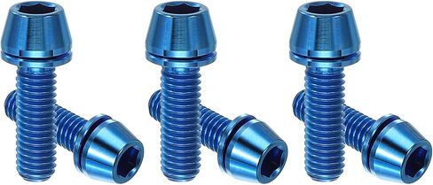 Patikil M5x18mm Titanium Bicycle STEM BOLT ، 6 حزمة مسدس مدبب بروت براغي الجبل بديل المسمار مع غسالة لأجزاء جذع الدراجات ، الأرجواني in Saudi Arabia
