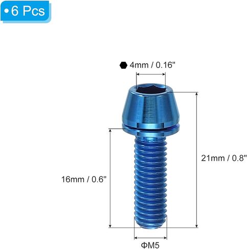 Patikil M5x18mm Titanium Bicycle STEM BOLT ، 6 حزمة مسدس مدبب بروت براغي الجبل بديل المسمار مع غسالة لأجزاء جذع الدراجات ، الأرجواني in Saudi Arabia
