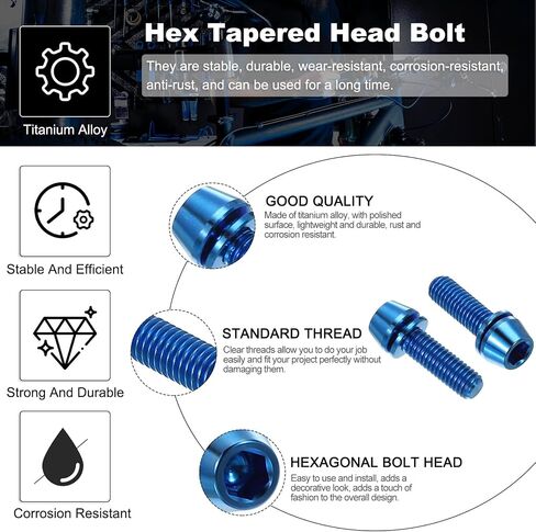 Patikil M5x18mm Titanium Bicycle STEM BOLT ، 6 حزمة مسدس مدبب بروت براغي الجبل بديل المسمار مع غسالة لأجزاء جذع الدراجات ، الأرجواني in Saudi Arabia