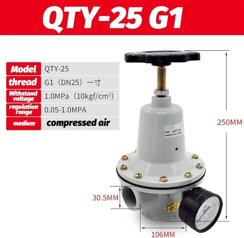 1pcs Pneumatic QTYH High Pressure 0~40 bar Air Regulator with Gauge Port 1/4 3/8 1/2 2 inch 1/2" QTYH QTY-08 10 15 20 25 32 40 50(QTYH-25) in Kuwait