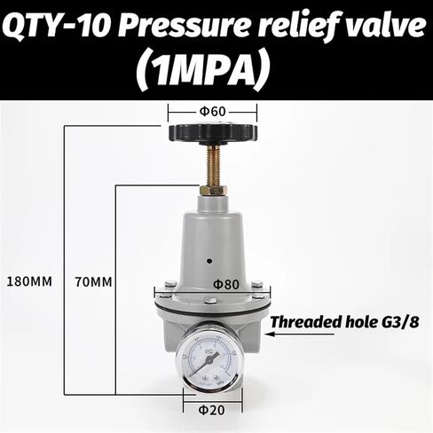 1pcs Pneumatic QTYH High Pressure 0~40 bar Air Regulator with Gauge Port 1/4 3/8 1/2 2 inch 1/2" QTYH QTY-08 10 15 20 25 32 40 50(QTYH-25) in Kuwait