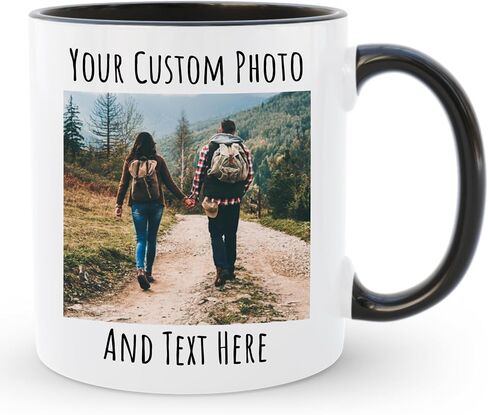 Personalized Coffee Mug, Custom Picture Text or Logo Ceramic Mug, Customized Gift for Men & Women, Taza Personalizada with Photo and Words, Customizable 11 Oz Tea Cup | White in Saudi Arabia