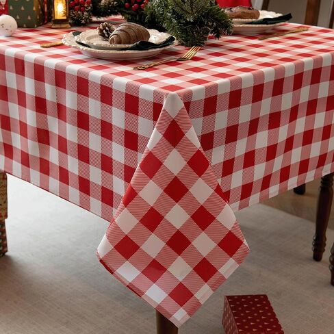 Waterproof Checkered Tablecloth Fabric - Rectangle 58x84 Inch Classic Gingham Buffalo Plaid Table Cloth for Indoor/Outdoor Use - Washable Table Cover for Kitchen, BBQs, and Parties in Saudi Arabia