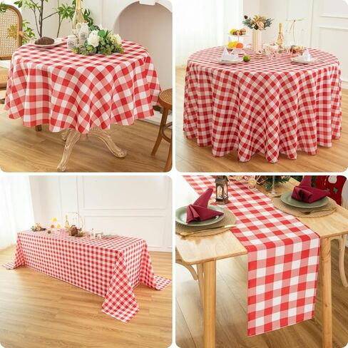 Waterproof Checkered Tablecloth Fabric - Rectangle 58x84 Inch Classic Gingham Buffalo Plaid Table Cloth for Indoor/Outdoor Use - Washable Table Cover for Kitchen, BBQs, and Parties in Saudi Arabia