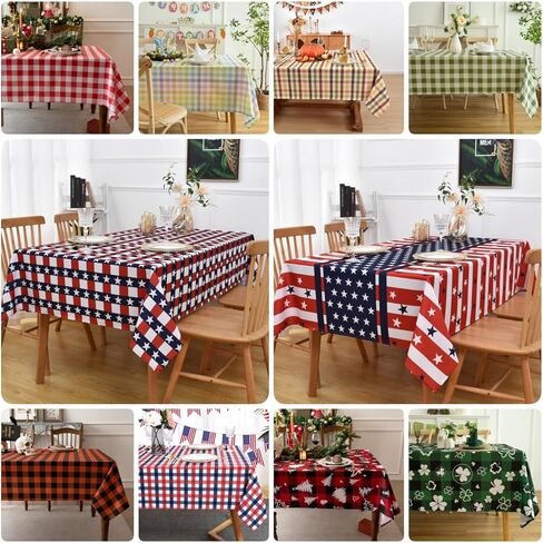 Waterproof Checkered Tablecloth Fabric - Rectangle 58x84 Inch Classic Gingham Buffalo Plaid Table Cloth for Indoor/Outdoor Use - Washable Table Cover for Kitchen, BBQs, and Parties in Saudi Arabia