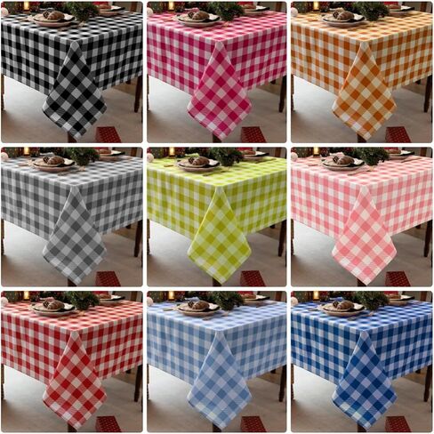 Waterproof Checkered Tablecloth Fabric - Rectangle 58x84 Inch Classic Gingham Buffalo Plaid Table Cloth for Indoor/Outdoor Use - Washable Table Cover for Kitchen, BBQs, and Parties in Saudi Arabia