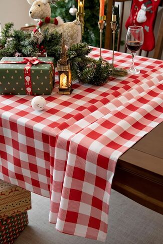 Waterproof Checkered Tablecloth Fabric - Rectangle 58x84 Inch Classic Gingham Buffalo Plaid Table Cloth for Indoor/Outdoor Use - Washable Table Cover for Kitchen, BBQs, and Parties in Saudi Arabia