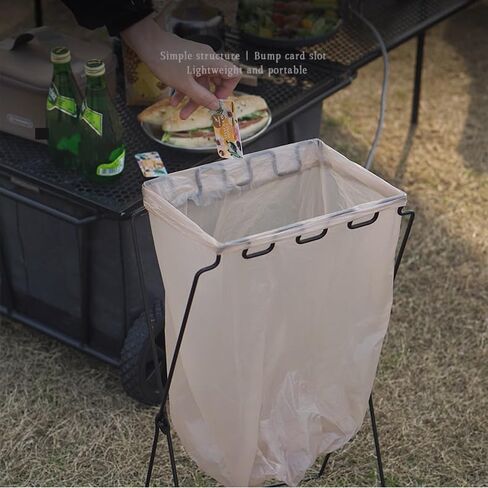Qiilu Trash Bag Holder, Garbage Bag Holder BBQ Picnic Portable Trash Bag Rack Iron Wire Folding Shelf Garbage Bag Rack in Saudi Arabia