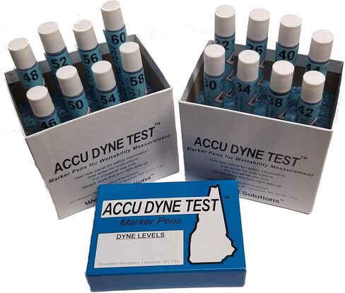 مجموعات كاملة من Accu Dyne ، 30-60 Dynes CM (16 علامة اختبار لكل مجموعة) تم بيعها بواسطة Kolorguide in Saudi Arabia