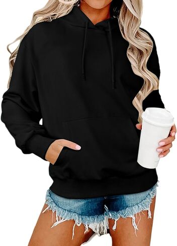 Hoodies For Women Oversized Cute Drawstring Hooded Neck Sweatshirts For Women Fleece Long Sleeve Casual Preppy Pullover Tops in Saudi Arabia
