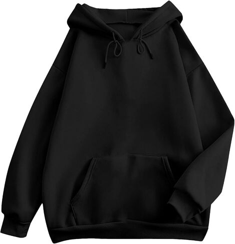 Hoodies For Women Oversized Cute Drawstring Hooded Neck Sweatshirts For Women Fleece Long Sleeve Casual Preppy Pullover Tops in Saudi Arabia