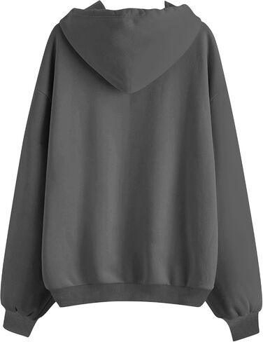 Zip Up Hoodie Women Oversized Hooded Sweatshirt Fall Winter Fleece Long Sleeve Tops Drop Shoulder Jacket With Pockets in Saudi Arabia