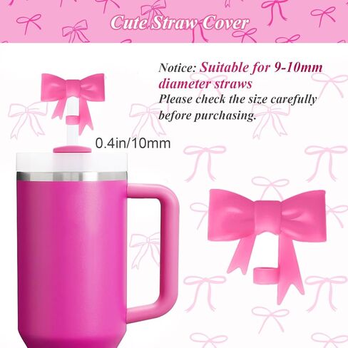 Black Bow Stanley Cup Accessories Set Including Siliocne Straw Cover, Siliocne Boot, Water Bottle Handle Strap, Charms for Stanley Cup 40oz 30oz Tumbler with Handle, Black in Kuwait