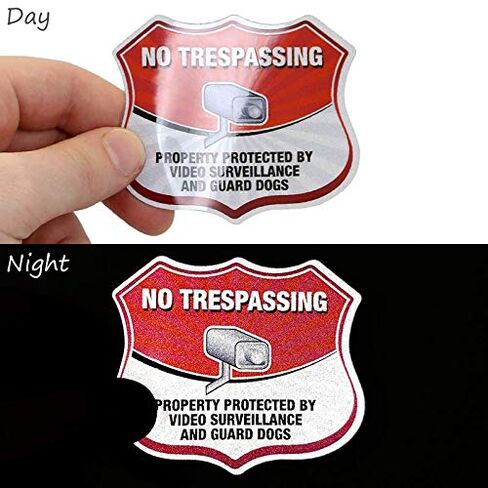 SmartSign No Trespressing - خاصية محمية بواسطة مراقبة الفيديو وحراسة Dogs Shield Label | 2.75 "× 3.25" على سبيل المثال لاصق عاكس ، حزمة من 5 ، مصنوعة في الولايات المتحدة الأمريكية in Saudi Arabia