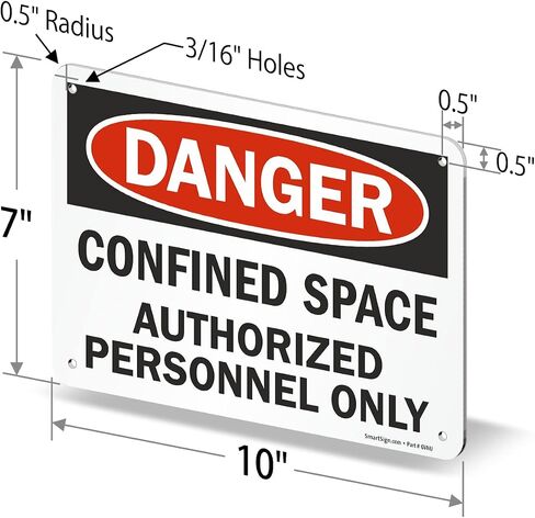 SmartSign "الخطر - المساحة المحصورة ، الموظفين المعتمدين فقط" علامة | 7 "× 10" الألومنيوم in Saudi Arabia