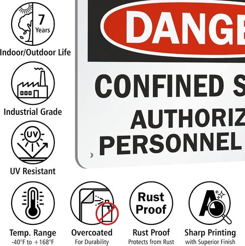 SmartSign "الخطر - المساحة المحصورة ، الموظفين المعتمدين فقط" علامة | 7 "× 10" الألومنيوم in Saudi Arabia
