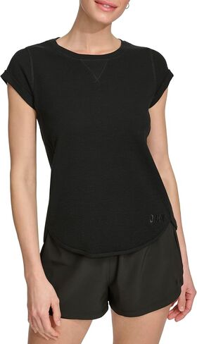 DKNY Women's Short Sluv Mini Slub Waffle T-Shirt in Kuwait