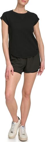DKNY Women's Short Sluv Mini Slub Waffle T-Shirt in Kuwait