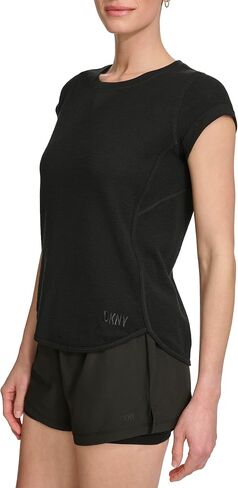 DKNY Women's Short Sluv Mini Slub Waffle T-Shirt in Kuwait