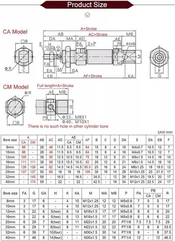 1pcs Mi10/12/16/20/25-10 * 25x30x50x75-S-CA صغير الفولاذ المقاوم للصدأ الأسطوانة الهوائية المزدوجة (السكتة الدماغية 100 مم ، تجويف 16 مم) in Kuwait