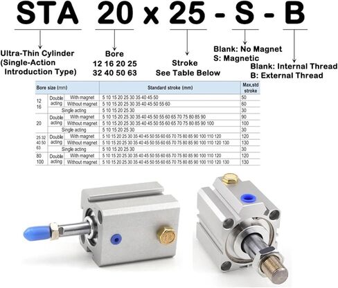 1PCS نوع الأسطوانة الاسطوانة الاسطوانة المفردة القائم بالإنابة ، قم بالضغط على STA40/50/63x55/60/65/70/75/80/100 (ST 100MM-S ، STA50 (Bore 50mm)) in Kuwait