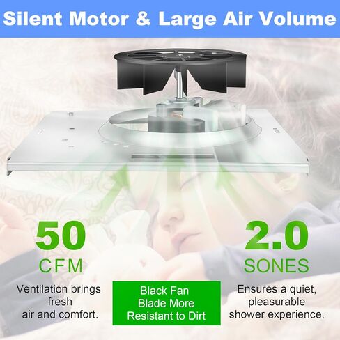 【Upgrade】 FullMayPro 763RL B Unit 50 CFM Fan Motor Compatible with Nutone 763RLN B, 763RL/769RL A Unit Bathroom Fan Assembly 50 CFM,Fit 769RF/769RL B Unit, 2.0 Sone,S0503B000,9"x9",Pure Copper Motor in Kuwait