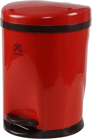 2.6 Gallon Round Step Trash Can, Plastic Round Garbage Container Bin, Red in Kuwait