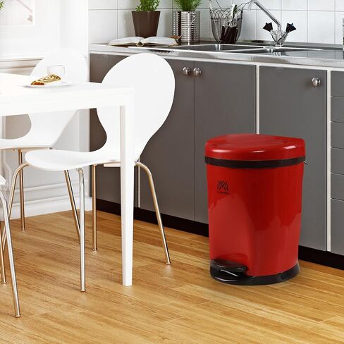 2.6 Gallon Round Step Trash Can, Plastic Round Garbage Container Bin, Red in Kuwait