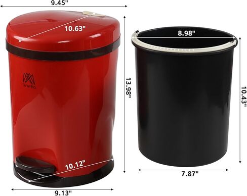 2.6 Gallon Round Step Trash Can, Plastic Round Garbage Container Bin, Red in Kuwait