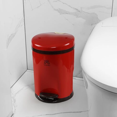 2.6 Gallon Round Step Trash Can, Plastic Round Garbage Container Bin, Red in Kuwait