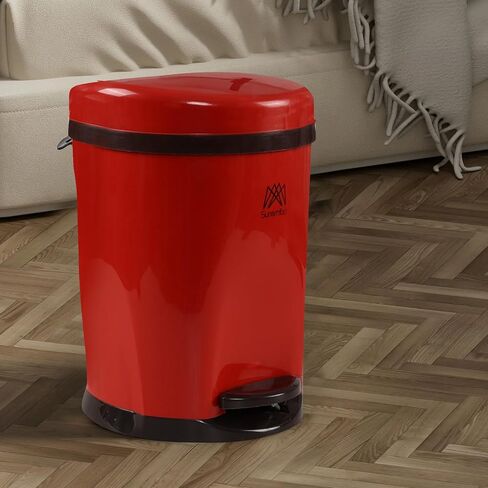 2.6 Gallon Round Step Trash Can, Plastic Round Garbage Container Bin, Red in Kuwait