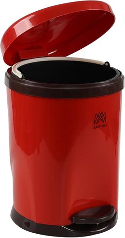 2.6 Gallon Round Step Trash Can, Plastic Round Garbage Container Bin, Red in Kuwait